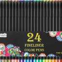 Dyvicl Fineliner Pens, 24 Colors 0.4mm Fineliner Color Pen Set Fine Point Markers Drawing Pens for Journaling, Note Taking, Calendar, Adult Coloring