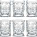 Kingrol 6 Pack 9 oz Romantic Water Glasses, Premium Drinking Glasses Tumblers, Vintage Glassware Set for Juice, Beverages, Beer, Cocktail