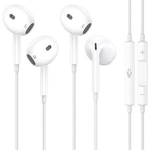 2 Packs for iPhone Headphones Wired Earbuds/Earphones Nosie Reduction Built-in Microphone & Volume Control Headsets Compatible with iPhone 14/13/12/11/XR/XS/X/8/7/SE/Pro/Pro Max