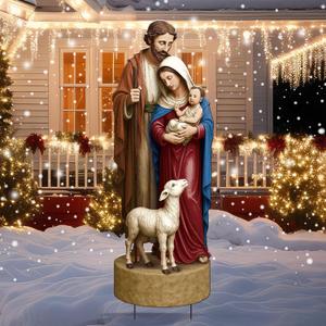 Metal Christmas Outdoor Nativity Scene for Yard with Stake 30 Inch Large Christmas Nativity Set with Baby Jesus Mary and Joseph Outside Waterproof Religious Yard Lawn Signs for Garden Lawns Decoration