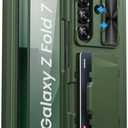 SIXBOX for Samsung Galaxy Z Fold 7 Case with Card Holder & Screen Protector, Built-in Hinge Protection & Slide Lens Cover, Durable Heavy Duty Hard Back Protective Phone Case for Galaxy Z Fold 7, Green