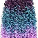 3 Packs of 55-Inch Wavy Small Box Braids Crochet Hair, Knots, Curls, and Waves with ZiZi Braids, Synthetic Hand Crochet Extensions, 14 Strands/Pack Ideal for Black Women(Purple/Lake Blue/Light Purple)