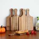 6PC Wood Cutting Board Thicken Chopping Platter Personal Charcuterie Boards Mini Charcuterie Accessories Cheese Board with Handles Wooden Serving Plate Acacia
