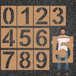 Briwooody 32 Inch Large Number Stencil Kit - Reusable Pavement & Cake Stencils for Parking Lot & Equipment Spray Painting