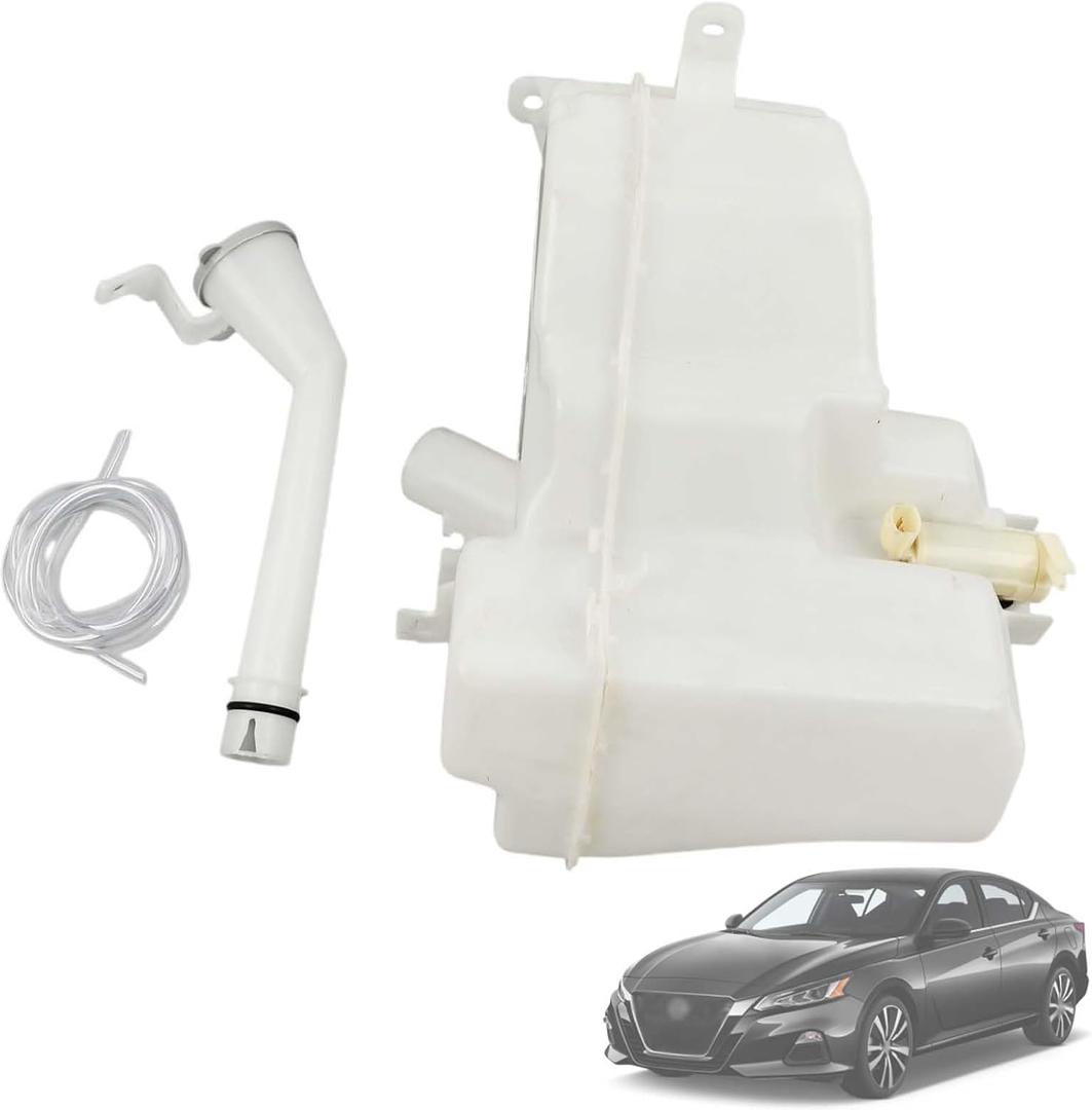 28910-6CA0A 28910-6CA1A Windshield Washer Fluid Reservoir Tank Assembly Compatible with Nissan Altima 2019 2020 2021 2022 2023 2024 2025 w/(Washer Pump Motor+Filler Neck Inlet+Pipe Hose+Cap)