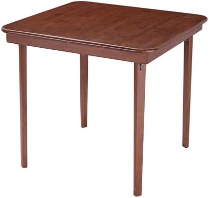 Stakmore Classic Straight Edge Square Folding Card Table 32x32 - No Assembly Wooden Foldable Card Table, Bridge, Board Game, Steel Mechanism, Folding Legs, Space-Saving, Cherry Frame