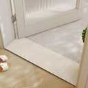 Cuttable Bath Mat for Narrow Spaces - Super Absorbent Doorway Floor Mat, Non-Slip Shower Threshold Rug for Bathroom, Kitchen, Entryway (Ivory, 47''x12'') (1' x 3'11" (Rectangular))