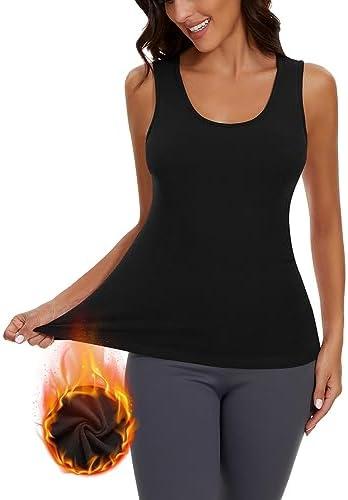 WOWENY Women Sleeveless Thermal Tank Top for Cold Weather Fleece Lined Underwear Top Warm Camisole Base Layer Vest Lingerie, Size 3XL