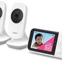 VTech VM819-2 Baby Monitor, 2.8” Screen, 2 Cameras, 1000ft Range, Night Vision, 2-Way Audio, Temperature Sensor, Lullabies, Secured Transmission No WiFi