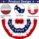 3 Pack 3x6 Feet 250 Anniversary USA Pleated Fan American Flags Bunting for Outside Heavy Duty Double Sided Fade Resistant Patriotic Decor Red White and Blue Half Fan Flags for 4th of July Memorial Day