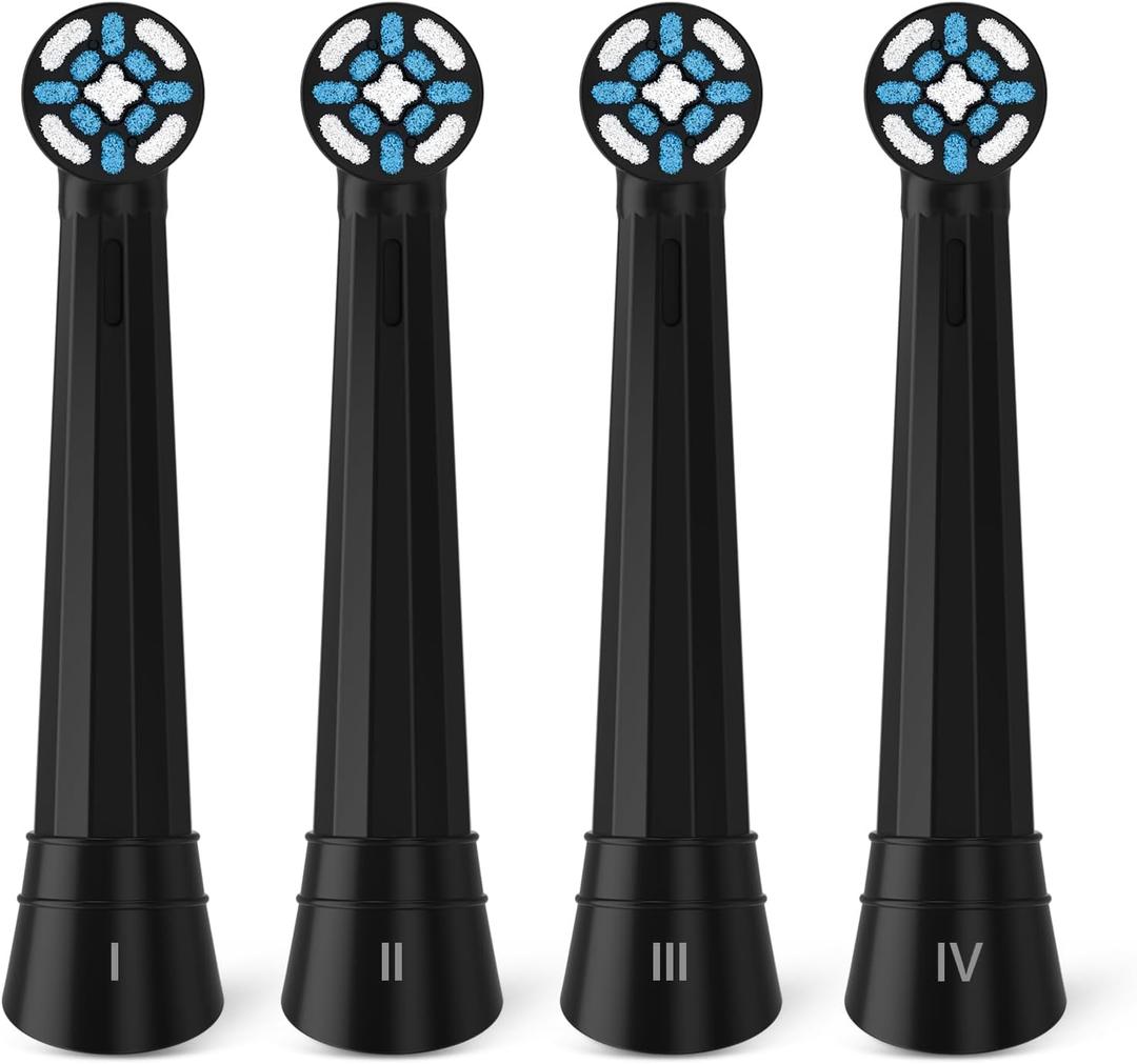 UPGRADEDAmuLumon Tooth-brush Heads Replacement, Compatible with Oral B iO Electric Toothbrush, for Oral B iO 3 4 5 6 7 8 9 10 Series Electric Toothbrushes (BLACK, 4 PACKS)