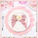 60 Pcs Light Pink Paper Placemats, 13.5 Inch Mother's Day Placemat Scalloped Place Mat Disposable Round Table Place Mats for Mothers Day Birthday Wedding Bridal Shower Baby Shower Banquet Tea Party