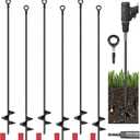 6 Pcs 40 Inch Extra Long Ground Anchor 4" Wide Helix 14 mm Rod Auger Earth Ground Anchor Metal Heavy Duty Anchors Hook Wind Stakes Eye Anchor for Guying Tents Fencing Canopies Bridge House (Black)