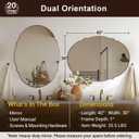 ANDY STAR 30x40 Large Brushed Gold Scalloped Oval Bathroom Vanity Mirror