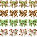 Christmas Bows 16 Pcs Red Green Christmas Bows for Tree Gift Wreaths Wrapping Garland, 6 Inch Christmass Decorations Ribbon Xmas Tree Ornaments