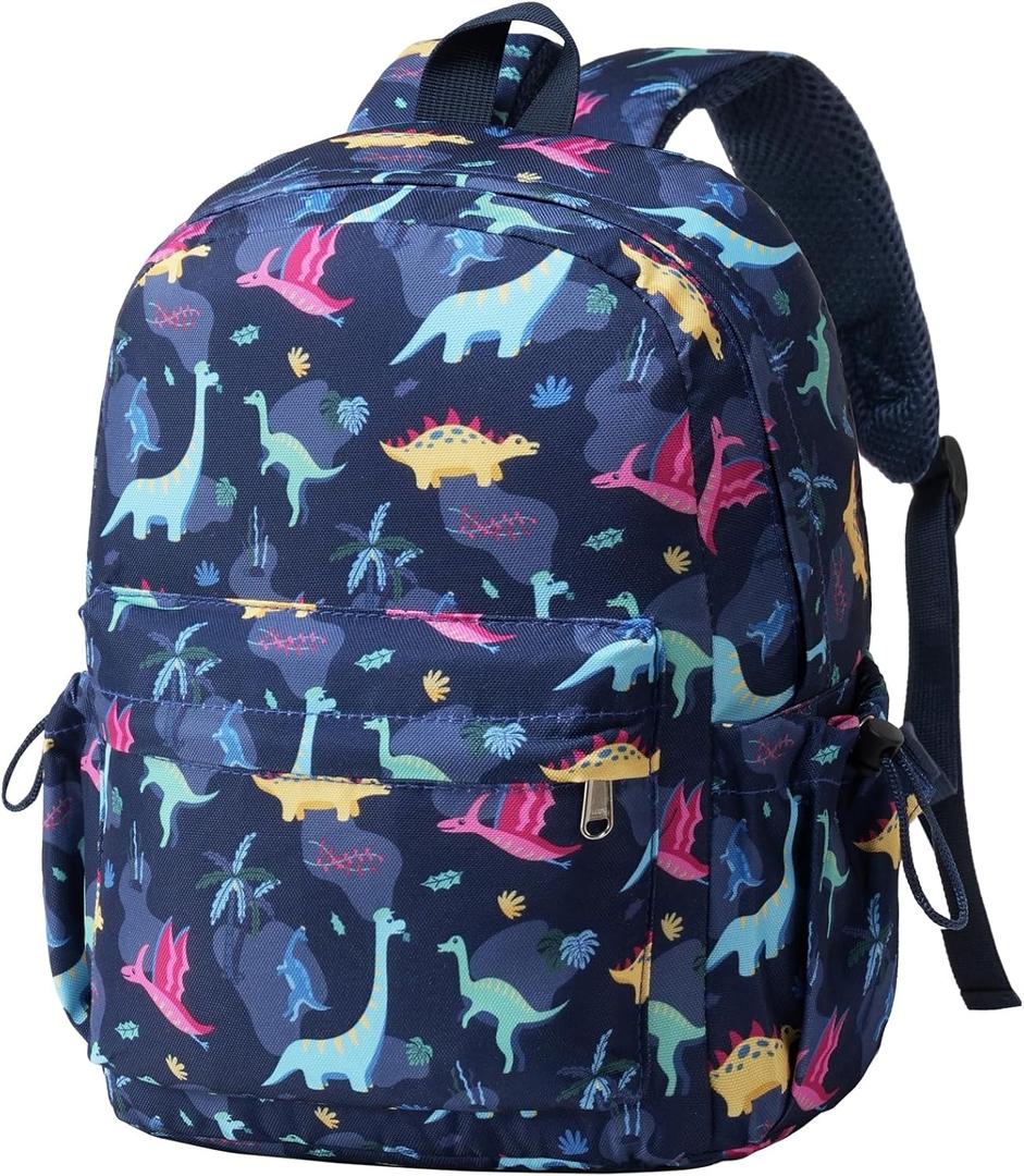 Vorspack Toddler Backpack for Boys - 12 Inch Kids Backpack for Boys Ages 3-4, Cute Dinosaur Bookbag School Bags for Kindergarten, Preschool - Blue