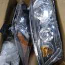 Headlights for 08-12 Honda Accord Headlight Assembly for 2008 2009 2010 2011 2012 Honda Accord 4-Door Sedan Headlamp Replacement Driver and Passenger Side, Black Housing Amber Corner