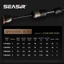 SEASIR Stream Fishing Rod, Ultralight Spinning Rod Travel Bait Casting Rod, 2 Piece, Fuji A O Ring Guide, Solid Wood Handle, 40T Carbon Fiber, Compact Fishing Pole for Saltwater Freshwater Trout Bass