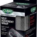 CURAD Performance Series Self-Adherent Athletic Wrap, Black, 3 inches x 5 yards, Compression Support for Sports Injuries, Joint Stability, and Muscle Recovery (1 Count (Pack of 1))