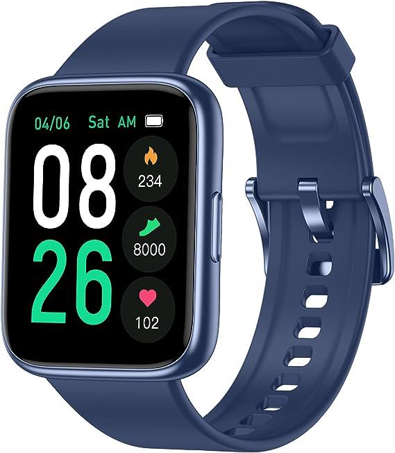LIVIKEY Smart Watch, Fitness Tracker Watch with Heart Rate Monitor, Sleep Tracker, 45mm Fitness Watch IP68 Waterproof Smartwatch for Women Men Step Counter Pedometer for iOS and Android Phones Blue