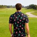 uideazone Mens Polo Shirts Short Sleeve Dry Fit 3D Print Moisture Wicking Funny Golf Shirt (Medium, Flamingo#b)