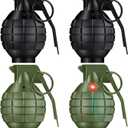 Sratte 4 Pcs Toy Hand Grenades with Realistic Sound Effects and Flashing Light, Plastic Fake Grenades Military for Army Role Play Prop (Green,Black)