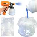 100PCS Paint Sprayer Cup Liners, 7.8" x 11.8" Disposable Paint Sprayer Bags, Replacement Canister Liners for Wagner Spray Gun & Other Paint Sprayers  Easy Cleanup for Painting Projects (100 Count (Transparent))
