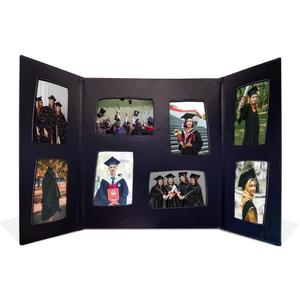 Senior Multi Picture Frame for 4x6 in High School, College or University Graduation Photographs. 8 Frame. Folding Booklet with Slide In Slots for 8 4x6 Inch Photographs