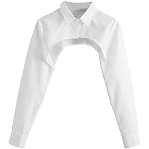 SweatyRocks Women's Long Sleeve Button Front Collared Ultra Crop Blouse Shirt Top White S at Amazon Womens Clothing store