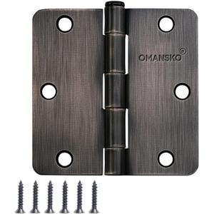 24 Pack Door Hinges, 3.5 x 3.5 Inch Oil Rubbed Bronze Hinges for Wood 1/4'' Radius Corners Interior Hinges, 3 1/2 Inch Door Hinges for Residential Doors