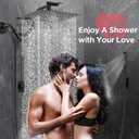 HOPOPRO 10 All Metal Rainfall Shower Head Combo with Handheld Spray, High Pressure Showerhead Combination, Adjustable Dual Showerheads with Extension Arm, Full-Body Coverage Shower Experience, Black
