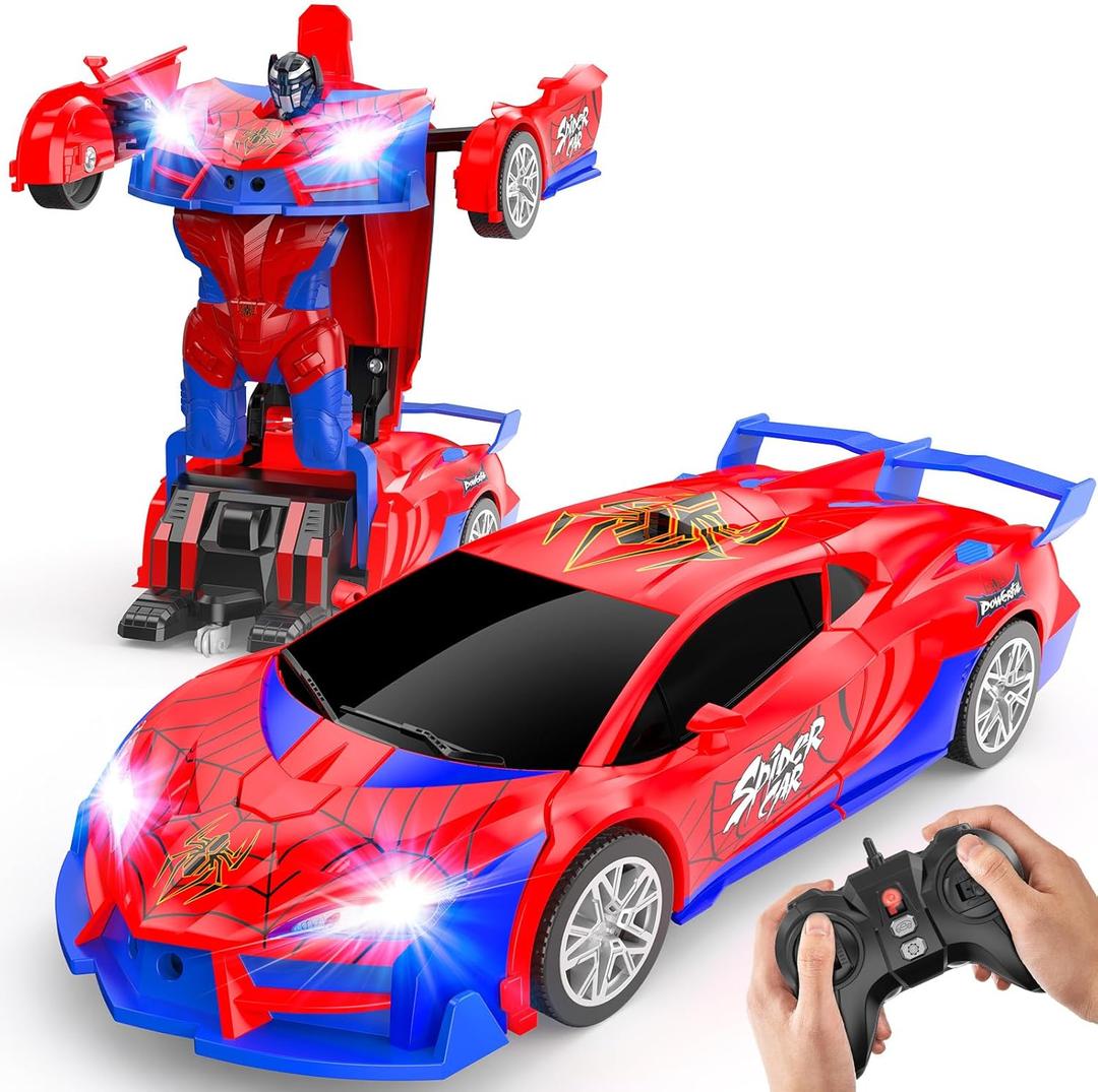 Spider Transform Remote Control Car Toys for Boys 4-7,2.4GHz RC Cars with Dual-Color Lights,Fast 360Rotation,One-Click Deformation,Toys for 3 4 5 6 7 8 9 10 11 12 Year Old Boys