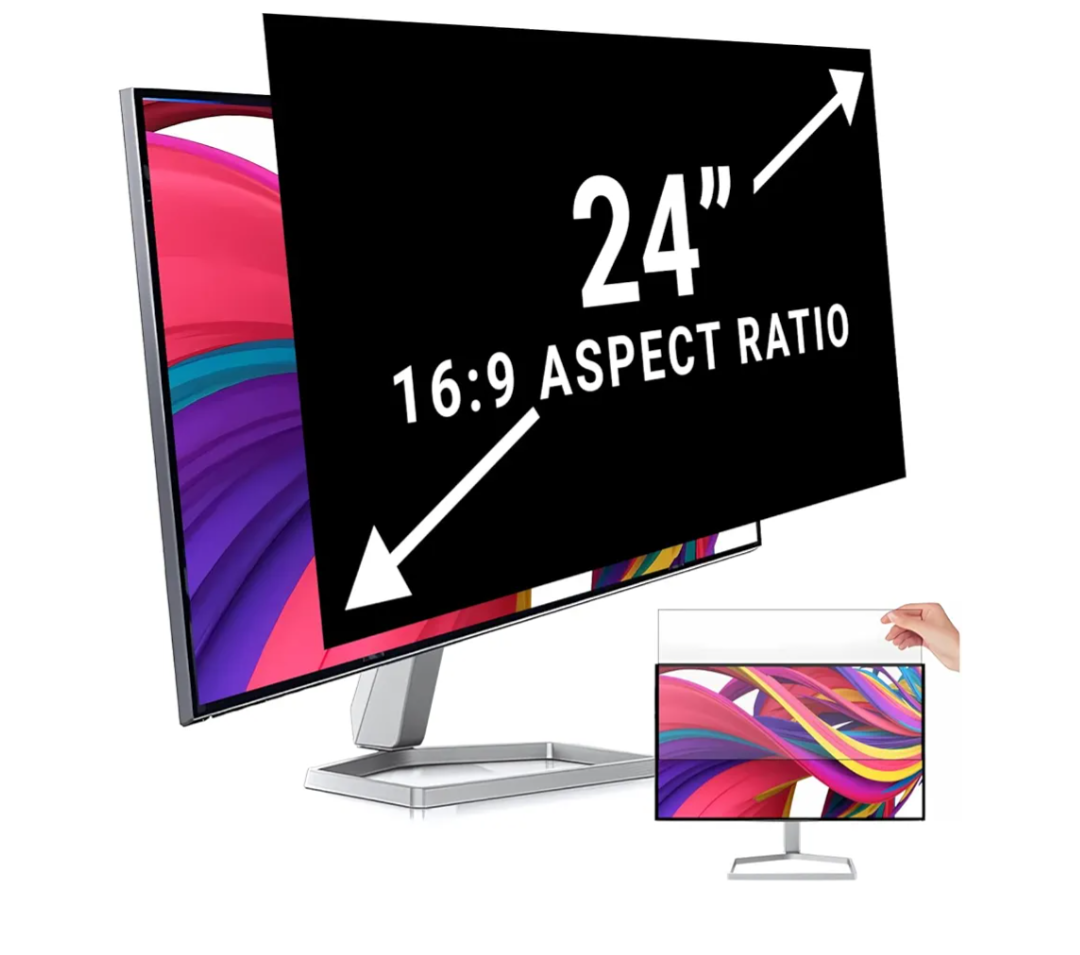 [2 -Pack 24 Inch Computer Privacy Screen for 16:9 Widescreen Monitor Shield Removable Eye Protection Anti-Glare Blue Light Anti Scratch Filter Comput
