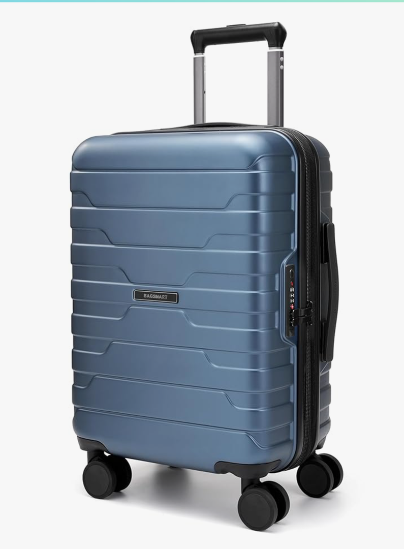 BAGSMART Carry On Luggage 22x14x9 Airline Approved with TSA Lock,20 Inch Lightweight Luggage with Spinner Wheels,100% PC Hard Shell Carry On Suitcases for Men Women,Royal Blue