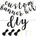 TaoBary 167 Pcs DIY Banner Kit Happy Birthday Glitter Banner Customizable Glitter Make Your Own Kit 162 Letters Symbols and Numbers 3 Rope for Birthday Halloween Wedding Christmas(Black)