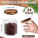Irenare 24 Pack 17 oz Glass Containers with Lids, Food Storage Jars, Wood, 4.13 inches x 3.54 inches