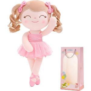 Gloveleya Baby Doll Gifts Plush Curly Hair Ballet Dolls Soft Girl Toys Pink 33CM