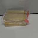 UNIQOOO 3.5" Gold Birch Wood Stand for Monthly Desk Calendar, Wooden Block Base, Cardstock Holder, For Office Home Retail Reception Decor, Photo Display, 2 Pack