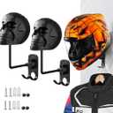 2 Pack Metal Skull Helmet Rack Wall Mount, Motorcycle Helmet Holder 180 Rotation Wall Mount Mount with 2 Hooks for Motorcycle Bike Baseball Rugby Black