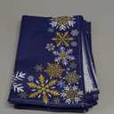 Gold White Snowflakes Christmas Placemats Set of 6, Winter Xmas Holiday Heat Resistant Washable Table Place Mats Navy Blue Cotton Table Linens Party Holiday Decor for Kitchen Dining Outdoor Indoor (18x12 inch x6 pcs)