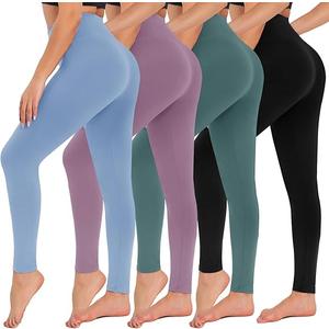 4 Pack Leggings for Women - High Waisted Tummy Control Yoga Pants for Workout Gym Black Leggings Plus Size Dance XL