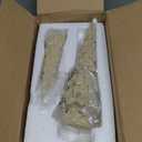 Christmas Tree Figurines, Wood Effect Accented with Gold, Tabletop Xmas Trees Set of 2, Small Decorative Resin Christmas Trees Decorations Indoor, Winer Mantle Decor for Table Centerpieces