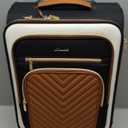 LOVEVOOK Carry On Luggage 22x14x9 Airline Approved,20 Inch Carry On Suitcases with Wheels,Softside Rolling Suitcase with TSA Lock for Women Men,Lightweight Travel luggage (Black/White/Brown-b)