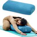 Gaiam Round Yoga Bolster Pillow, Soft Meditation Cushion for Yoga, Massage and Back Support, Breathable Cotton Fill, Zippered Microfiber Cover, Easy-Carry Handle, Machine Washable (Teal)