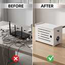 Wooden WiFi Router Storage Box, Decorative Router Hider, 17"x10.2"x12.2" Storage Organizer Shelf for Cable, Modem, Internet Router Power Strip (White)