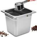 TECHSHARE Stainless Steel Coffee Knock Box, Square Espresso Knock Box, Large Capacity Coffee Accessories, Easy to Clean Espresso Accessories for Home, Kitchen, Cafe, and More