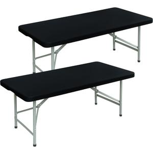 2 Pack Rectangle Fitted Tablecloth 36X60 Inch Stretch Spandex Patio Table Cover Black Washable Table Cloth Elastic Table Topper for Indoor and Outdoor