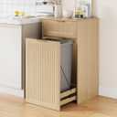 ZIFTY Pull Out Trash Can Cabinet for 13 Gallon Bin, Laundry Hamper, Oak