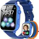 MOKAST 4G Kids Smart Watch for Boys Girls, Kid Watch Phone Ages 4-12 with Call, GPS, SOS, Video Call, Games, Camera, Alarm, Touchscreen Smartwatch for Children Birthday Gift (Includes SIM Card), Blue