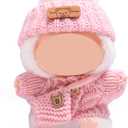 17cm Doll Clothes(No Doll),Crochet 3-Piece Set Hat Clothes Backpack,Stylish Dolls Clothes Accessories,Cute Doll Clothes Suit (Pink)